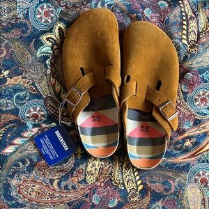 Birkenstock Suede Brown Clogs Womens NWT 39